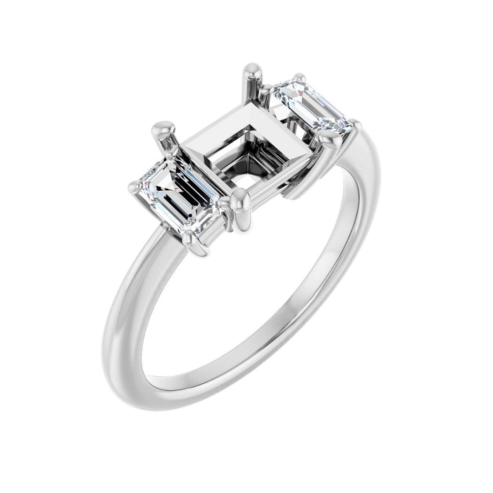 14K White Gold 6x6 mm Square 3/4 CTW Lab-Grown Semi-Set Engagement Ring