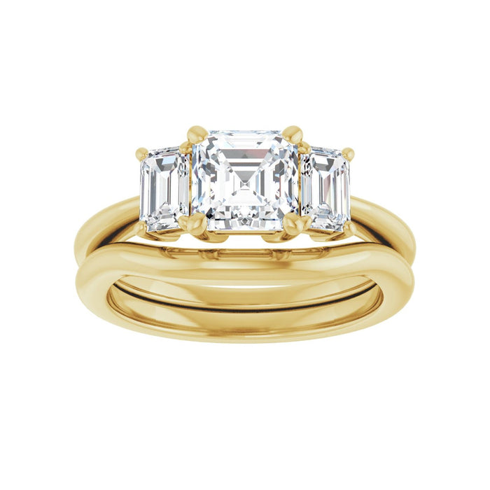 14K Yellow Gold 6x6 mm Asscher 3/4 CTW Lab-Grown Semi-Set Engagement Ring
