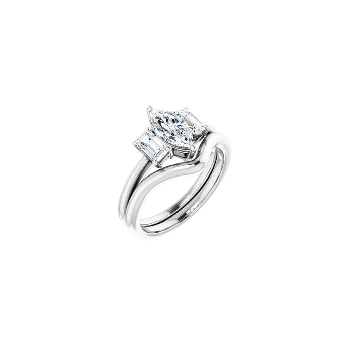 14K White Gold 9x4.5 mm Marquise 3/4 CTW Lab-Grown Semi-Set Engagement Ring