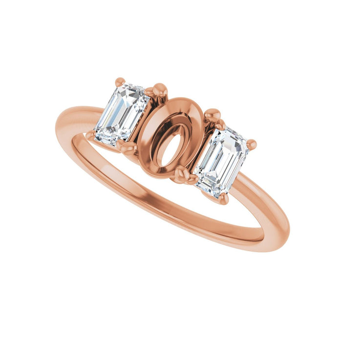 14K Rose Gold 7x5 mm Oval 3/4 CTW Lab-Grown Semi-Set Engagement Ring