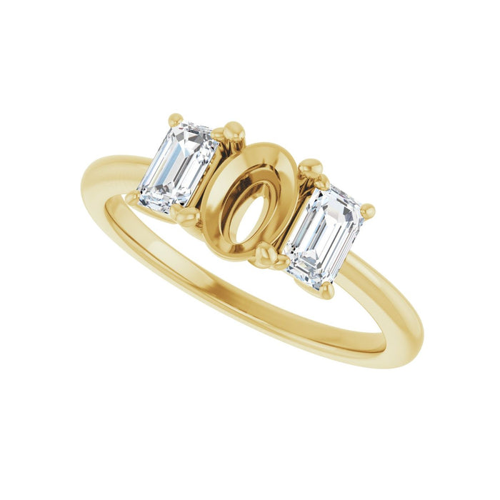 14K Yellow Gold 7x5 mm Oval 3/4 CTW Lab-Grown Semi-Set Engagement Ring