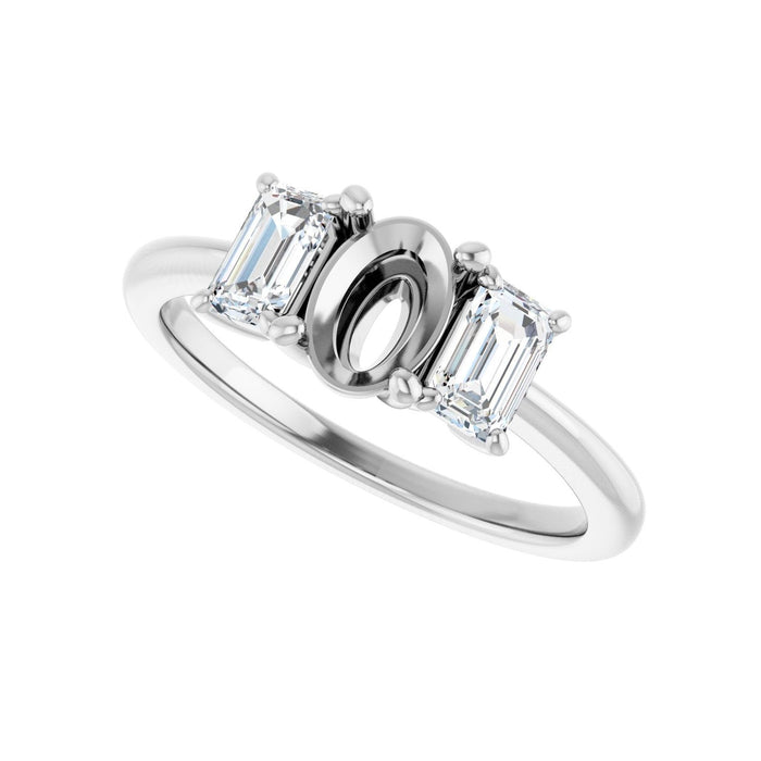 14K White Gold 7x5 mm Oval 3/4 CTW Lab-Grown Semi-Set Engagement Ring