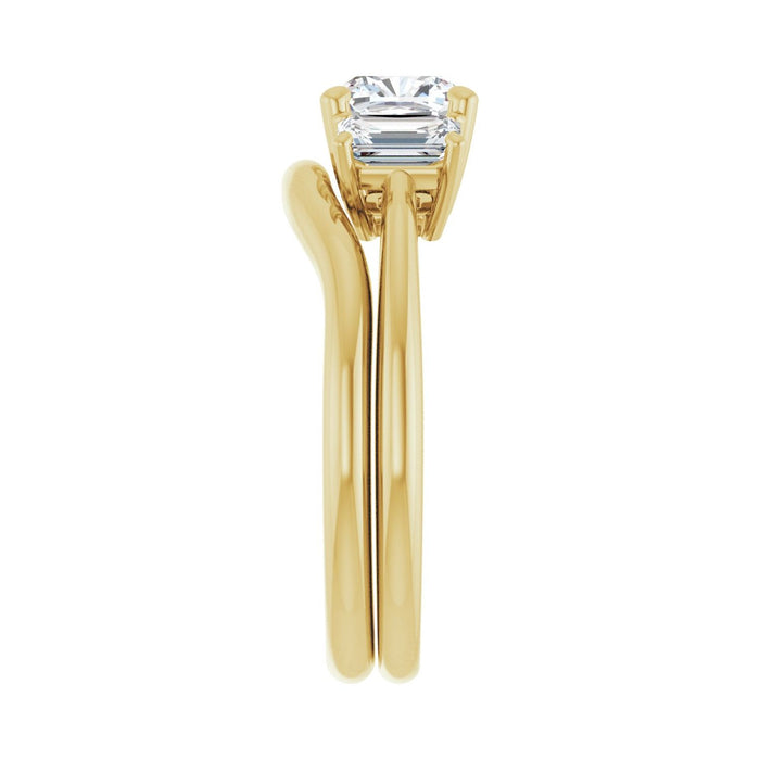 14K Yellow Gold 6x6 mm Cushion 3/4 CTW Lab-Grown Semi-Set Engagement Ring