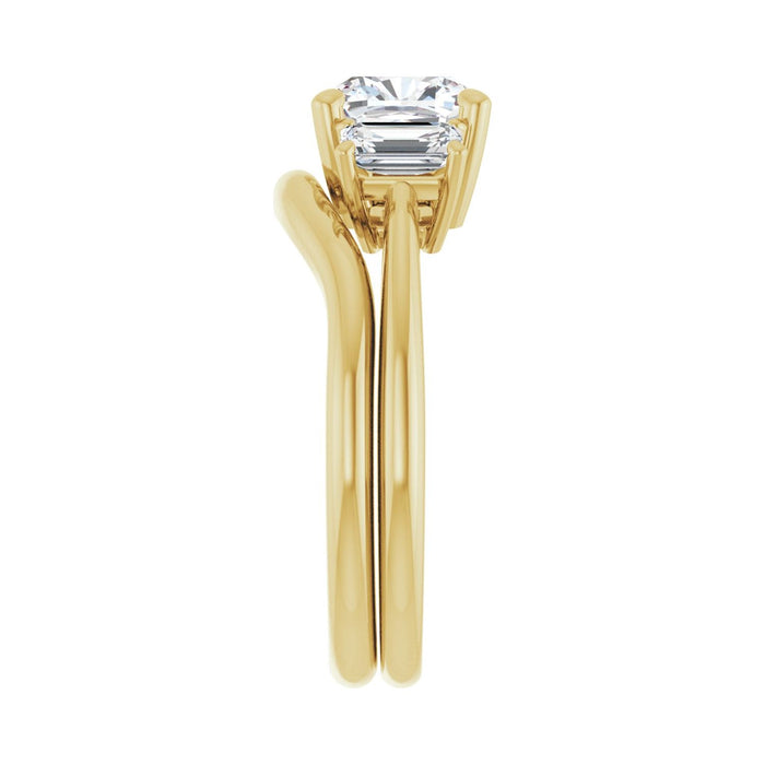 14K Yellow Gold 7x7 mm Cushion 3/4 CTW Lab-Grown Semi-Set Engagement Ring