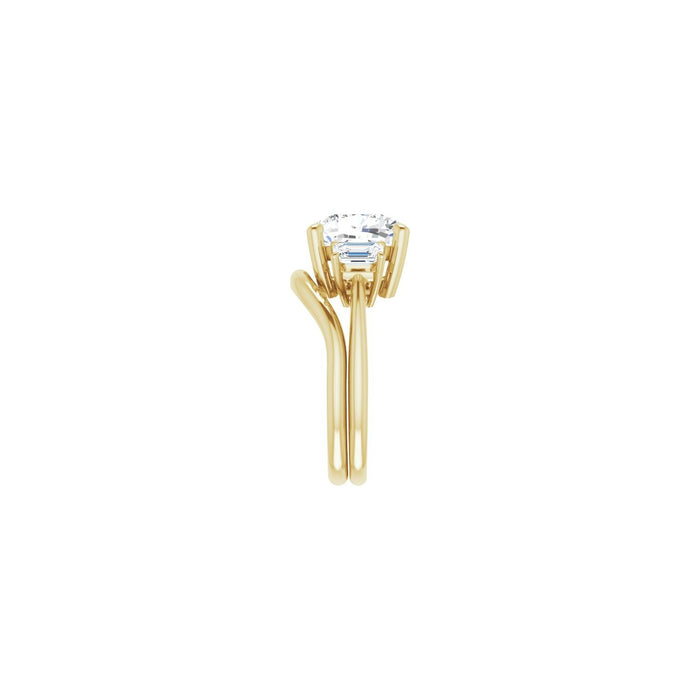 14K Yellow Gold 10x10 mm Cushion 3/4 CTW Lab-Grown Semi-Set Engagement Ring