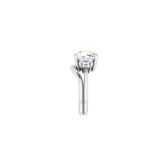 14K White Gold 10x10 mm Cushion 3/4 CTW Lab-Grown Semi-Set Engagement Ring