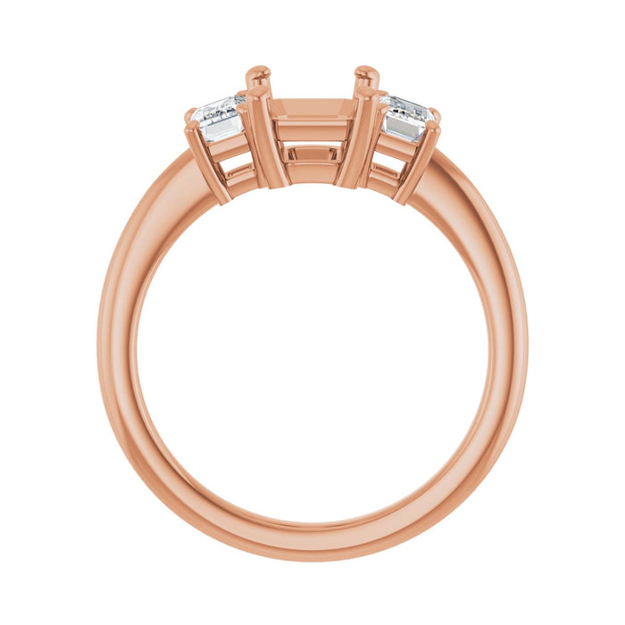 14K Rose Gold 8x6 mm Emerald 3/4 CTW Lab-Grown Diamond Semi-Set Engagement Ring