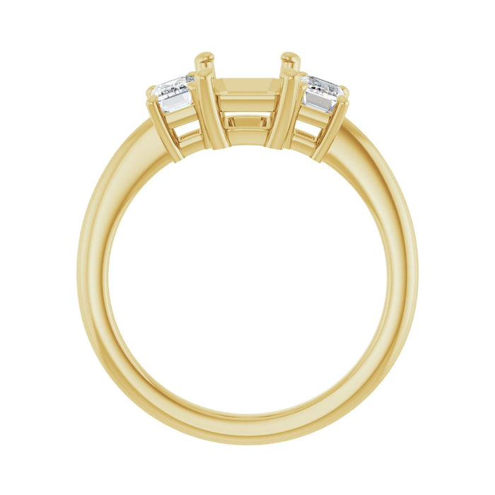 14K Yellow Gold 8x6 mm Emerald 3/4 CTW Lab-Grown Diamond Semi-Set Engagement Ring