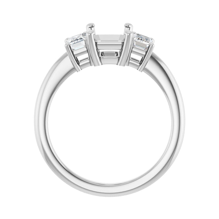 Platinum 8x6 mm Emerald 3/4 CTW Lab-Grown Diamond Semi-Set Engagement Ring
