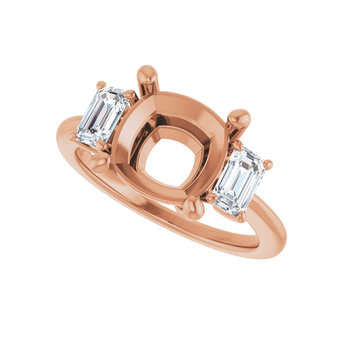 14K Rose Gold 9x9 mm Cushion 3/4 CTW Lab-Grown Semi-Set Engagement Ring