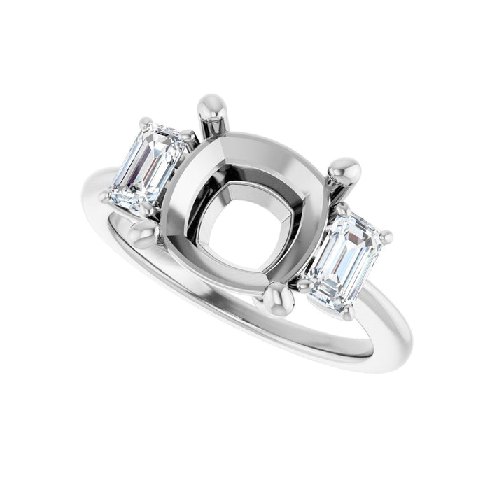 Platinum 9x9 mm Cushion 3/4 CTW Lab-Grown Semi-Set Engagement Ring