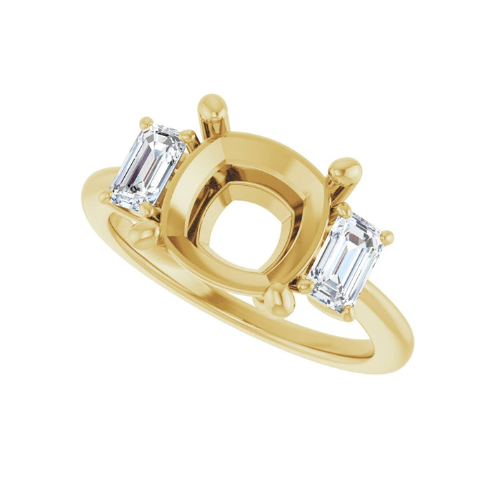 14K Yellow Gold 9x9 mm Cushion 3/4 CTW Lab-Grown Semi-Set Engagement Ring