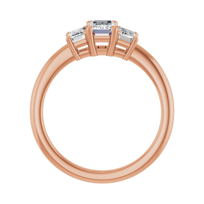 14K Rose Gold 6.5x4.5 mm Emerald 5/8 CTW Lab-Grown Semi-Set Engagement Ring