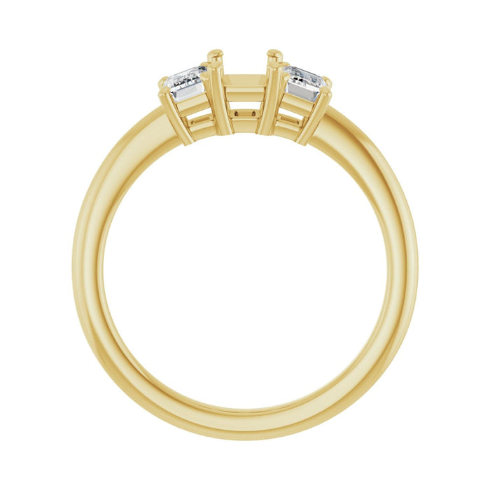 14K Yellow Gold 6x4 mm Emerald 3/4 CTW Lab-Grown Semi-Set Engagement Ring