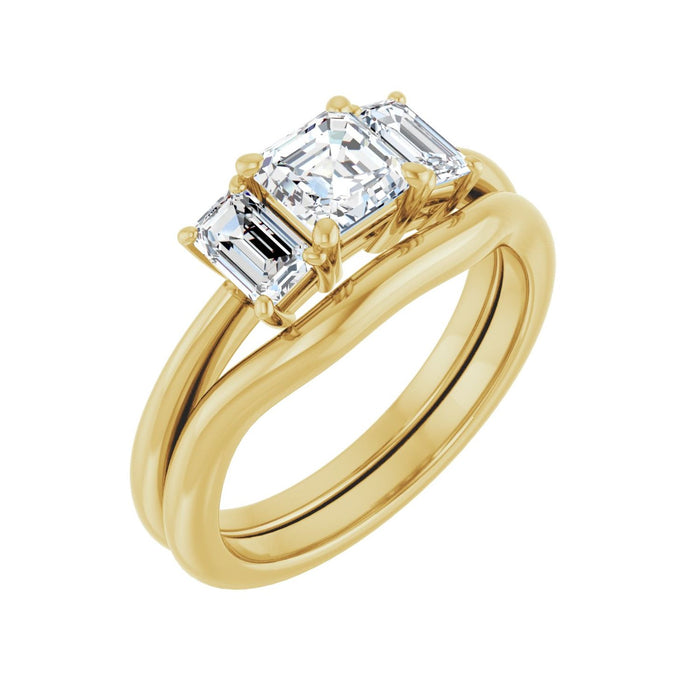 14K Yellow Gold 5x5 mm Asscher 3/4 CTW Lab-Grown Semi-Set Engagement Ring