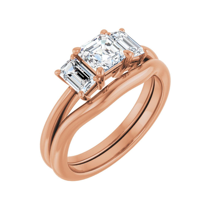 14K Rose Gold 5x5 mm Asscher 3/4 CTW Lab-Grown Semi-Set Engagement Ring
