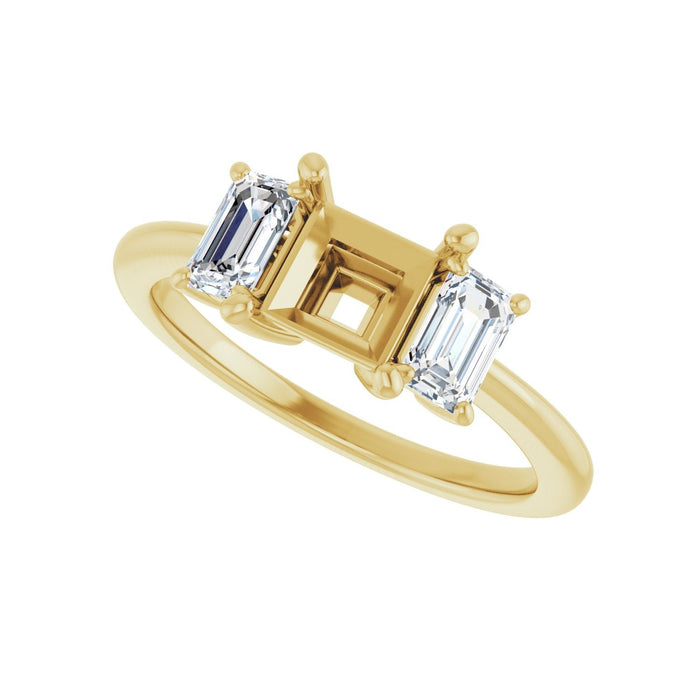 14K Yellow Gold 5.5x5.5 mm Square 3/4 CTW Lab-Grown Semi-Set Engagement Ring