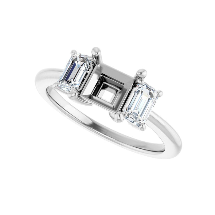 14K White Gold 5.5x5.5 mm Square 3/4 CTW Lab-Grown Semi-Set Engagement Ring