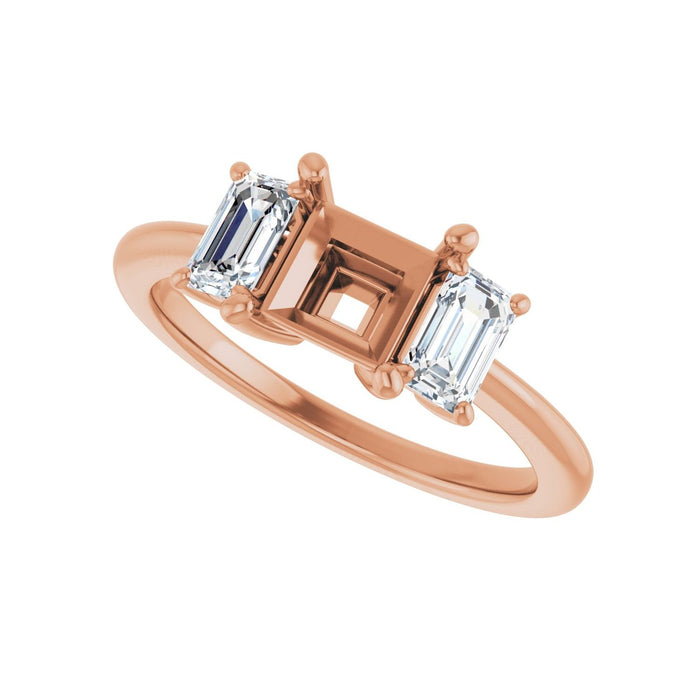 14K Rose Gold 5.5x5.5 mm Square 3/4 CTW Lab-Grown Semi-Set Engagement Ring