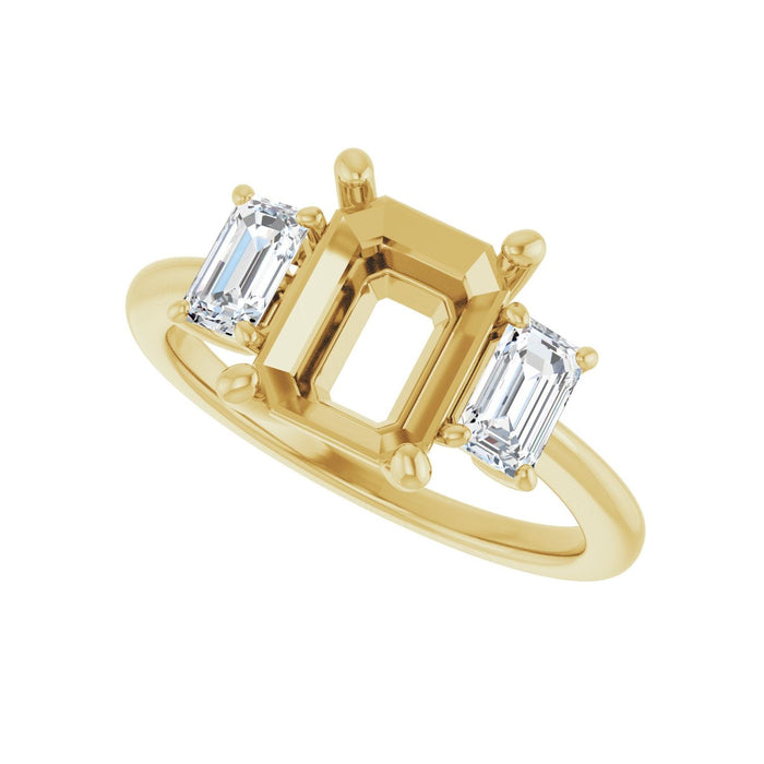 14K Yellow Gold 9x7 mm Emerald 5/8 CTW Lab-Grown Semi-Set Engagement Ring