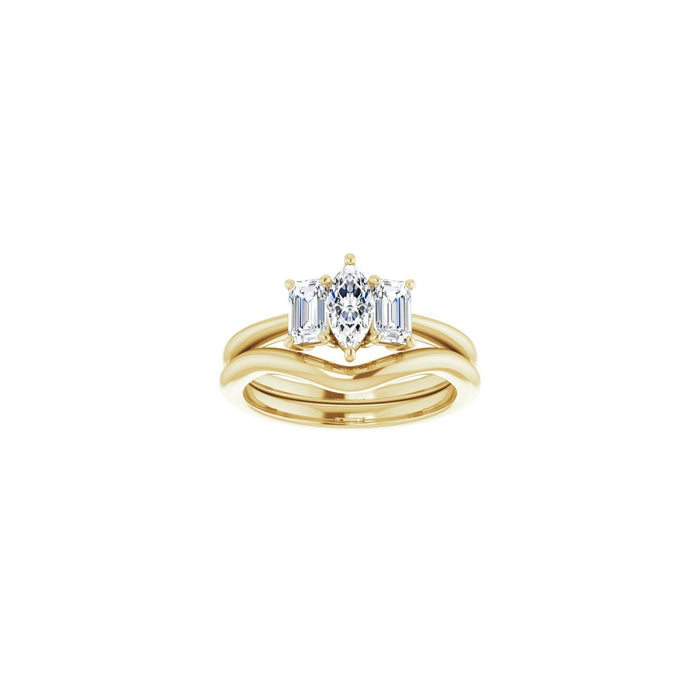 14K Yellow Gold 7x3.5 mm Marquise 3/4 CTW Lab-Grown Semi-Set Engagement Ring