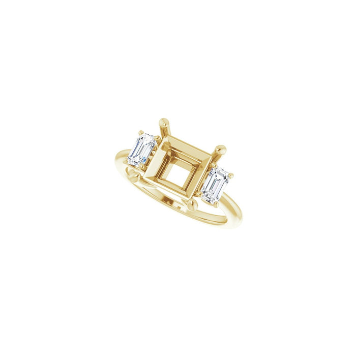 14K Yellow Gold 8x8 mm Square 3/4 CTW Lab-Grown Semi-Set Engagement Ring