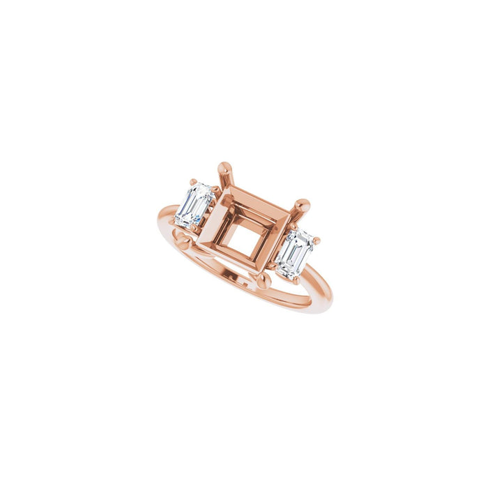 14K Rose Gold 8x8 mm Square 3/4 CTW Lab-Grown Semi-Set Engagement Ring