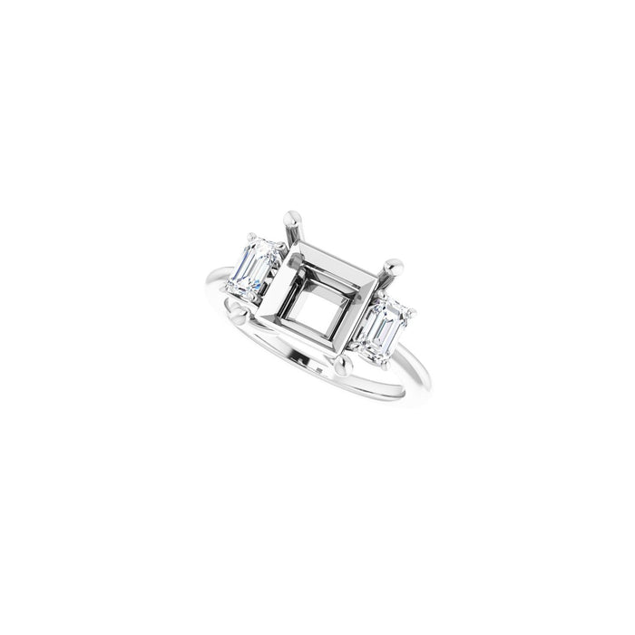 14K White Gold 8x8 mm Square 3/4 CTW Lab-Grown Semi-Set Engagement Ring