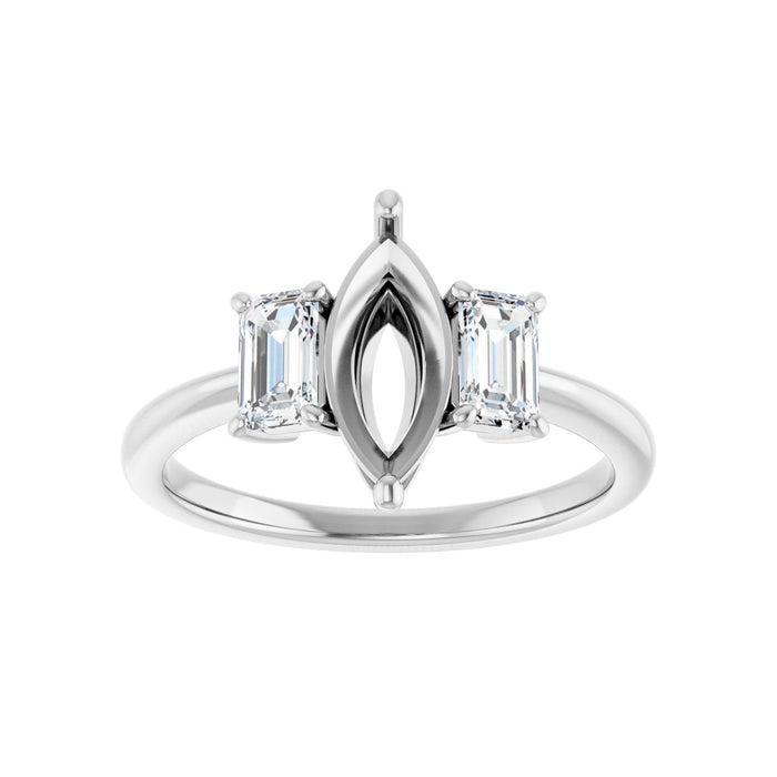 Platinum 10x5 mm Marquise 3/4 CTW Lab-Grown Semi-Set Engagement Ring