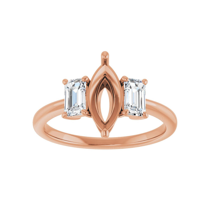 14K Rose Gold 10x5 mm Marquise 3/4 CTW Lab-Grown Semi-Set Engagement Ring