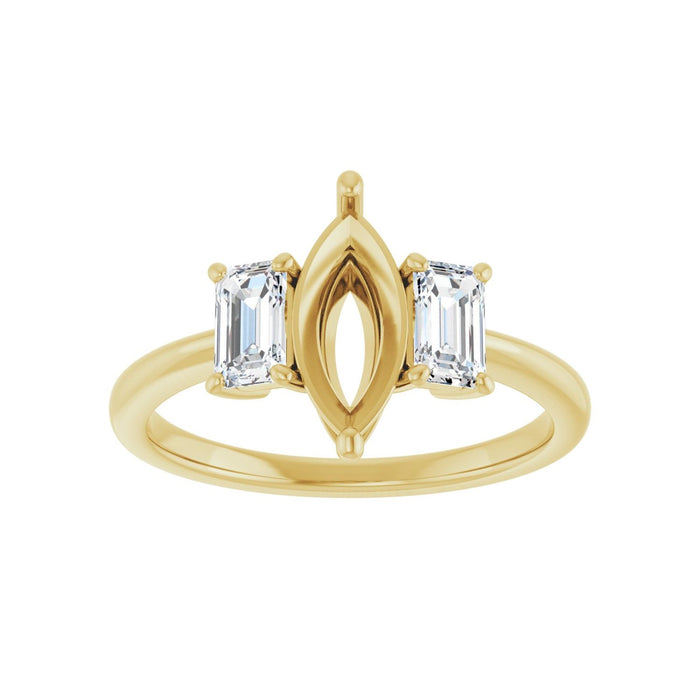 14K Yellow Gold 10x5 mm Marquise 3/4 CTW Lab-Grown Semi-Set Engagement Ring