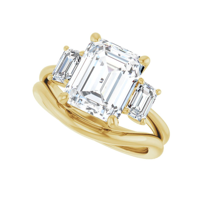 14K Yellow Gold 10x8 mm Emerald 5/8 CTW Lab-Grown Semi-Set Engagement Ring