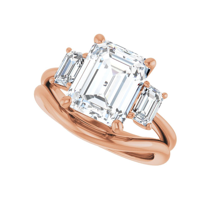 14K Rose Gold 10x8 mm Emerald 5/8 CTW Lab-Grown Semi-Set Engagement Ring