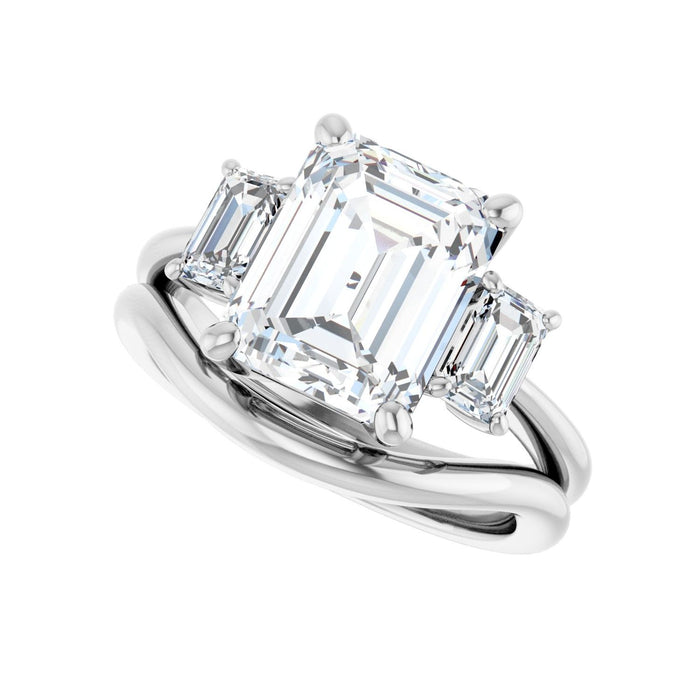 14K White Gold 10x8 mm Emerald 5/8 CTW Lab-Grown Semi-Set Engagement Ring