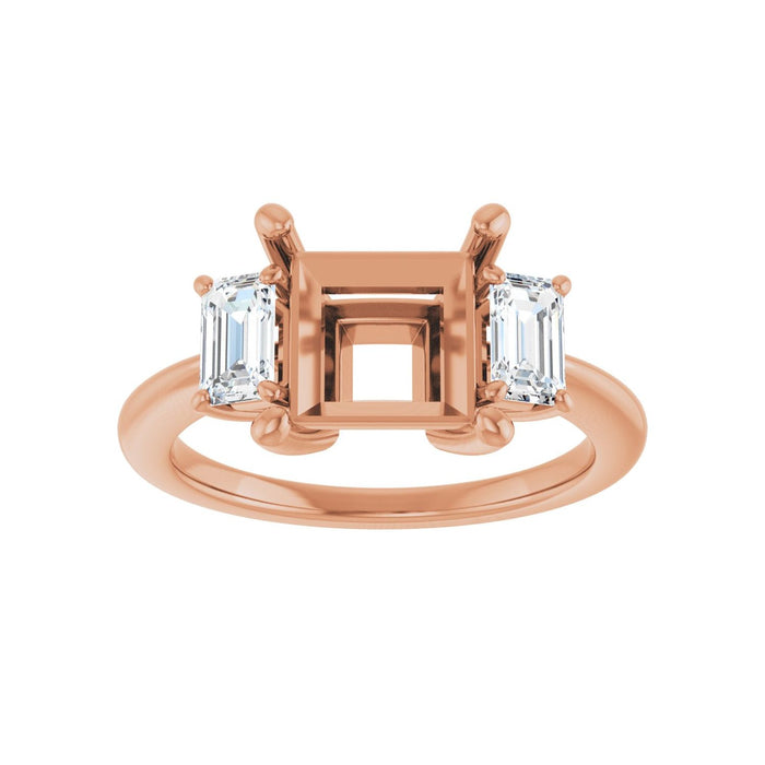 14K Rose Gold 7.5x7.5 mm Square 3/4 CTW Lab-Grown Semi-Set Engagement Ring