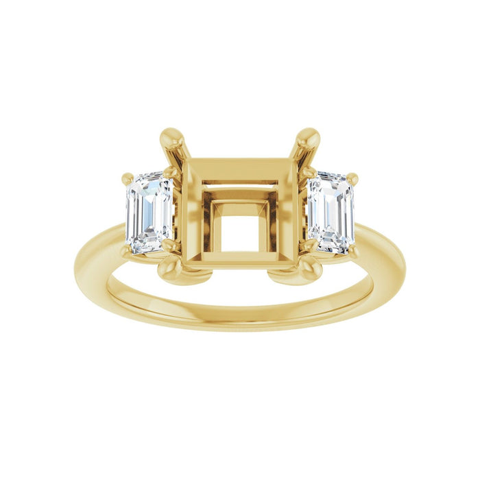 14K Yellow Gold 7.5x7.5 mm Square 3/4 CTW Lab-Grown Semi-Set Engagement Ring