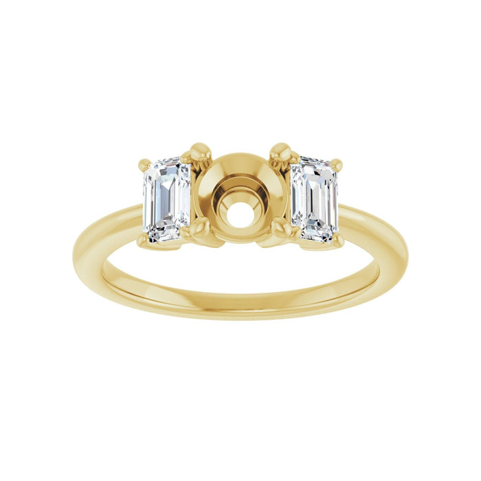 14K Yellow Gold 5.8 mm Round 3/4 CTW Lab-Grown Semi-Set Engagement Ring
