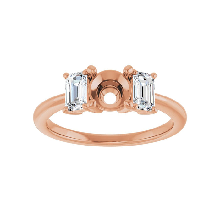 14K Rose Gold 5.8 mm Round 3/4 CTW Lab-Grown Semi-Set Engagement Ring