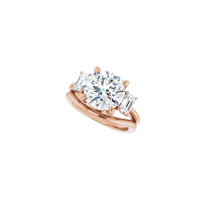 14K Rose Gold 10 mm Round 3/4 CTW Lab-Grown Semi-Set Engagement Ring