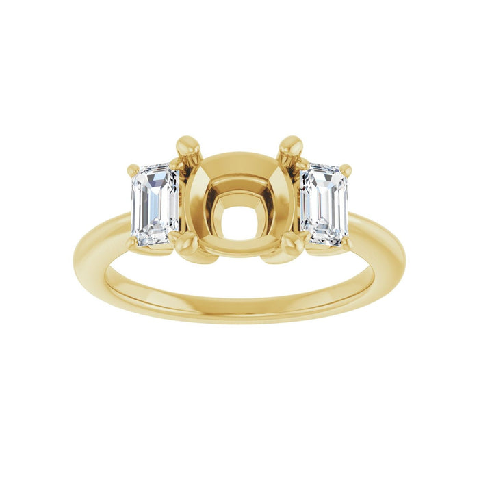 14K Yellow Gold 7x7 mm Cushion 3/4 CTW Lab-Grown Semi-Set Engagement Ring