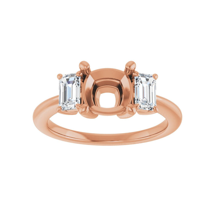 14K Rose Gold 7x7 mm Cushion 3/4 CTW Lab-Grown Semi-Set Engagement Ring