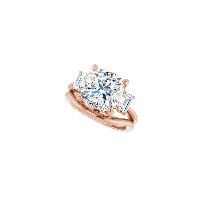 14K Rose Gold 10x10 mm Cushion 3/4 CTW Lab-Grown Semi-Set Engagement Ring