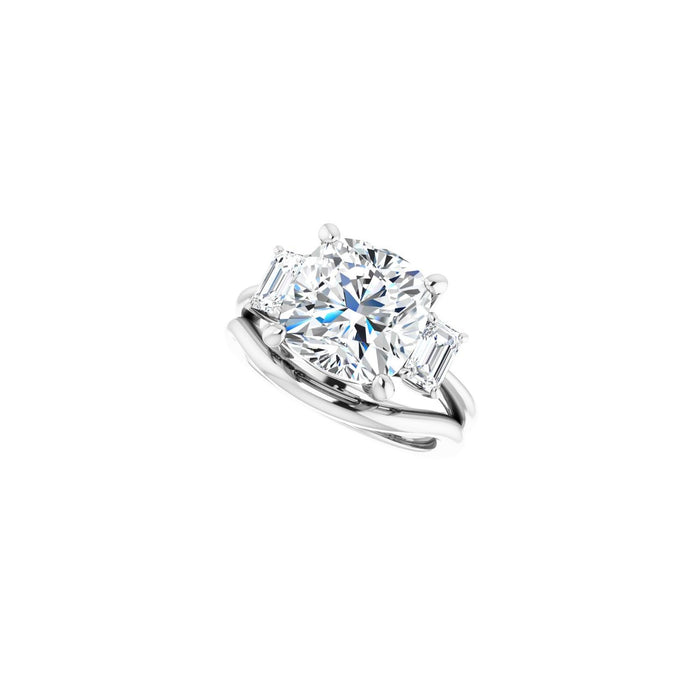 14K White Gold 10x10 mm Cushion 3/4 CTW Lab-Grown Semi-Set Engagement Ring