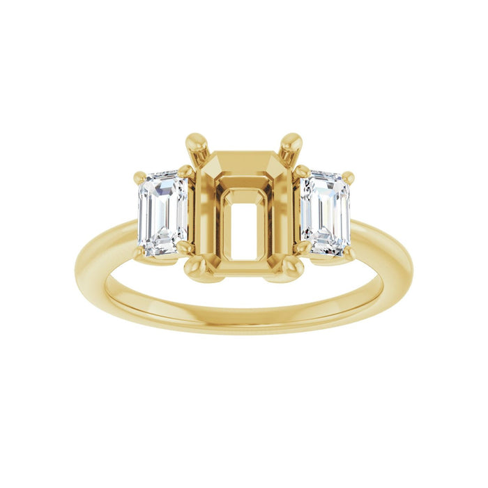 14K Yellow Gold 8x6 mm Emerald 3/4 CTW Lab-Grown Diamond Semi-Set Engagement Ring