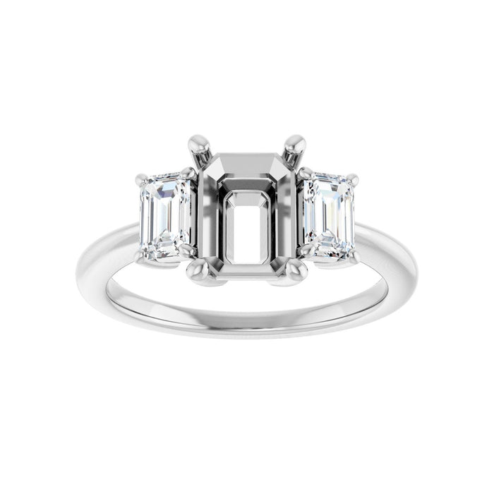 14K White Gold 8x6 mm Emerald 3/4 CTW Lab-Grown Diamond Semi-Set Engagement Ring