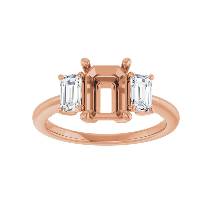 14K Rose Gold 8x6 mm Emerald 3/4 CTW Lab-Grown Diamond Semi-Set Engagement Ring