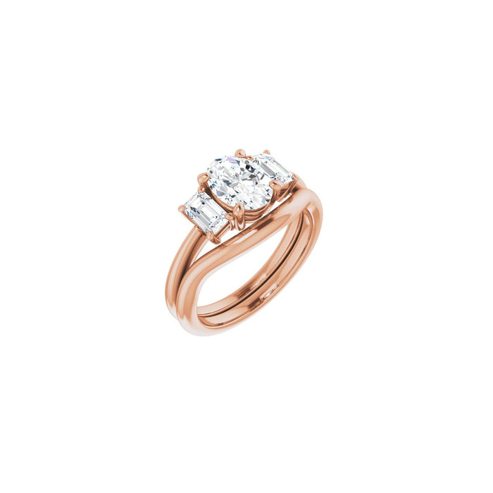 14K Rose Gold 8x6 mm Oval 3/4 CTW Lab-Grown Semi-Set Engagement Ring