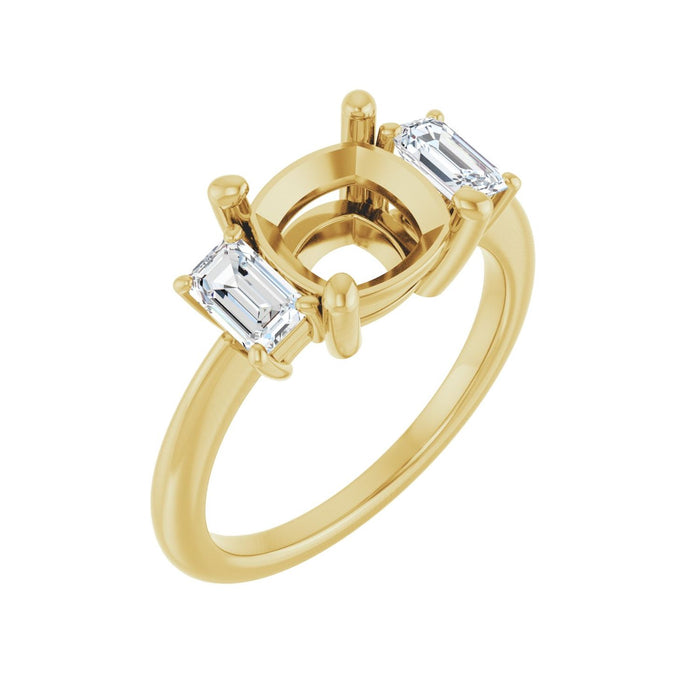 14K Yellow Gold 8x8 mm Cushion 3/4 CTW Lab-Grown Semi-Set Engagement Ring