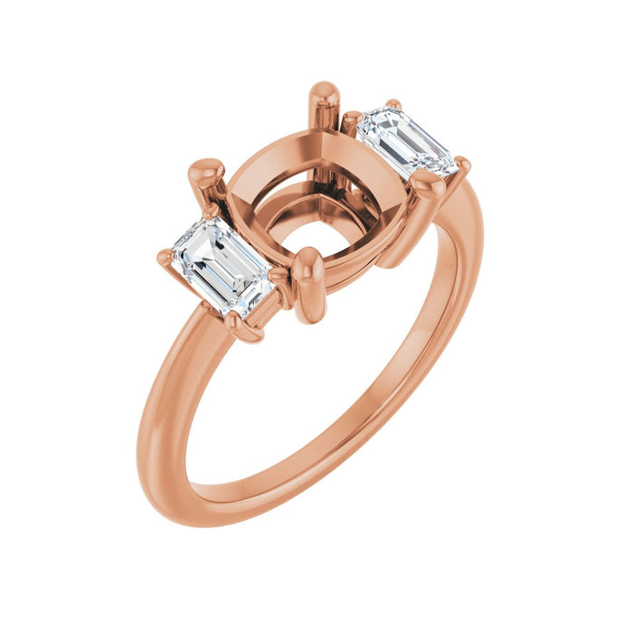14K Rose Gold 8x8 mm Cushion 3/4 CTW Lab-Grown Semi-Set Engagement Ring