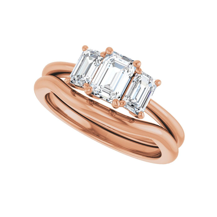 14K Rose Gold 6x4 mm Emerald 3/4 CTW Lab-Grown Semi-Set Engagement Ring